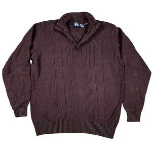 Oscar De La Renta Brown 1/4 Button‎ Down Sweater Size XL